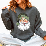 Camo Santa Retro Christmas Hunting Festive Outdoor Santa Theme Vintage Rustic Winter Style Illustration Sweatshirt - 4