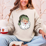 Camo Santa Retro Christmas Hunting Festive Outdoor Santa Theme Vintage Rustic Winter Style Illustration Sweatshirt - 1