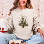 Christmas Camo Tree With Ribbon Bows Santa Ornament Pattern Holiday Season Decor Graphic Sweatshirt - 1