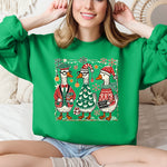 Christmas Geese Festive Holiday Illustration Vintage Retro Cozy Winter Scene Sweatshirt - 3