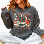 Christmas Geese Retro Festive Holiday Cheer Geese Pattern With Rustic Nordic Elements Sweatshirt - 3