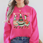 Christmas Geese Retro Festive Holiday Cheer Geese Pattern With Rustic Nordic Elements Sweatshirt - 4