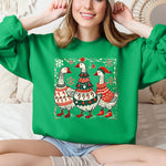 Christmas Geese Retro Festive Holiday Cheer Geese Pattern With Rustic Nordic Elements Sweatshirt - 2