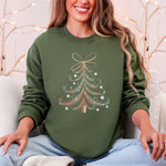 Christmas Tree Santa Vintage Elegant Ribbon And Bows Holiday Classic Cozy Sweatshirt - 4