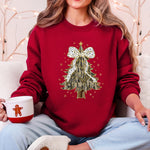 Christmas Camo Tree With Ribbon Bows Santa Ornament Pattern Holiday Season Decor Graphic Sweatshirt - 4
