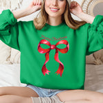 Christmas Geese Retro Coquette Bow Ribbon Winter Holiday Design Collection Sweatshirt - 2