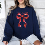 Christmas Geese Retro Coquette Bow Ribbon Winter Holiday Design Collection Sweatshirt - 4