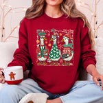 Christmas Geese Festive Holiday Illustration Vintage Retro Cozy Winter Scene Sweatshirt - 2