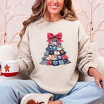 Christmas Geese Retro Santa Sewing Faux Quilt Cozy Festive Graphic Holiday Sweatshirt - 1