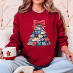 Christmas Geese Retro Santa Sewing Faux Quilt Cozy Festive Graphic Holiday Sweatshirt - 2
