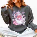Disco Santa Bubble Gum Christmas Snowflakes Festive Candy Sparkle Graphic Sweatshirt - 2
