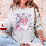 Disco Santa Bubble Gum Christmas Snowflakes Festive Candy Sparkle Graphic Sweatshirt - 4