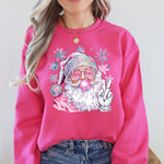 Disco Santa Bubble Gum Christmas Snowflakes Festive Candy Sparkle Graphic Sweatshirt - 1