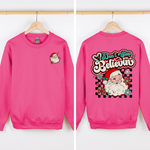 Don't Stop Believin' Santa Christmas Checkered Vintage Inspired Retro Sweatshirt - 3