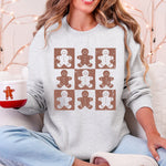 Gingerbread Men Christmas Minimalist Retro Whimsical Cozy Holiday Themed Illustration Print Sweatshirt - 2