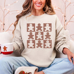 Gingerbread Men Christmas Minimalist Retro Whimsical Cozy Holiday Themed Illustration Print Sweatshirt - 1