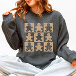 Gingerbread Men Christmas Minimalist Retro Whimsical Cozy Holiday Themed Illustration Print Sweatshirt - 3