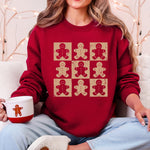 Gingerbread Men Christmas Minimalist Retro Whimsical Cozy Holiday Themed Illustration Print Sweatshirt - 4