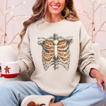 Halloween Skeleton, Pumpkins, Anatomy, Spooky Graphic Art Print For Halloween Season Sweatshirt - 3