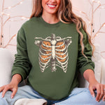 Halloween Skeleton, Pumpkins, Anatomy, Spooky Graphic Art Print For Halloween Season Sweatshirt - 4