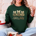 Holly Jolly Camo Christmas Tree Santa Ribbons Bows Cozy Christmas Cheer Sweatshirt - 2