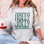 Holly Jolly Christmas Retro Vintage Cozy Fleece Interior Festive Cheer Holiday Sweatshirt - 1
