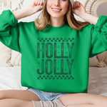 Holly Jolly Christmas Retro Vintage Cozy Fleece Interior Festive Cheer Holiday Sweatshirt - 2