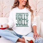 Holly Jolly Christmas Retro Vintage Cozy Fleece Interior Festive Cheer Holiday Sweatshirt - 4
