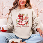 Howdy Christmas Cowboy Boots Santa Western Country Holiday Style Graphic Sweatshirt - 1