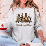 Howdy Christmas Western Santa Christmas Trees Holiday Western Theme Festive Cozy Sweatshirt - 3