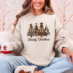 Howdy Christmas Western Santa Christmas Trees Holiday Western Theme Festive Cozy Sweatshirt - 1