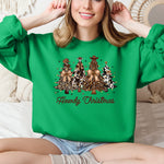 Howdy Christmas Western Santa Christmas Trees Holiday Western Theme Festive Cozy Sweatshirt - 4