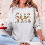 Just A Jolly Goose Santa Claus Christmas Goose Holiday Cozy Vintage Festive Graphic Sweatshirt - 4
