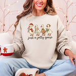 Just A Jolly Goose Santa Claus Christmas Goose Holiday Cozy Vintage Festive Graphic Sweatshirt - 2