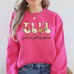 Just A Jolly Goose Santa Claus Christmas Goose Holiday Cozy Vintage Festive Graphic Sweatshirt - 3