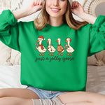 Just A Jolly Goose Santa Claus Christmas Goose Holiday Cozy Vintage Festive Graphic Sweatshirt - 1