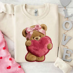 Plush Teddy Valentine Sweatshirt – Furry Look 3D Print Sweater - 1