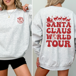 Santa Claus World Tour Front And Back Retro Christmas Reading Graphic Sweatshirt - 1