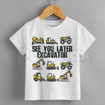 See You Later Excavator Graphic T-Shirt – Funny Construction Kids Cotton Tee - 1
